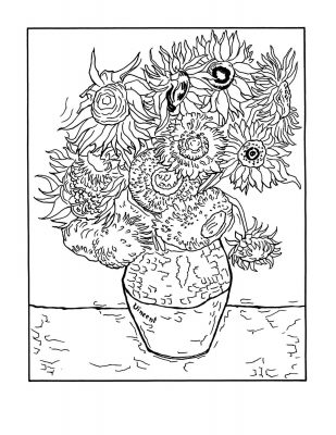 Close-up of a completed color-by-number page showing shading