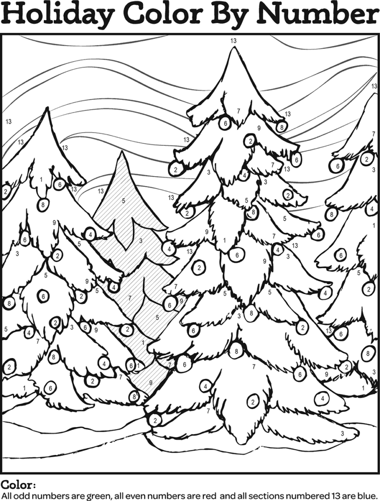 Hands holding colored pencils over a numbered coloring page