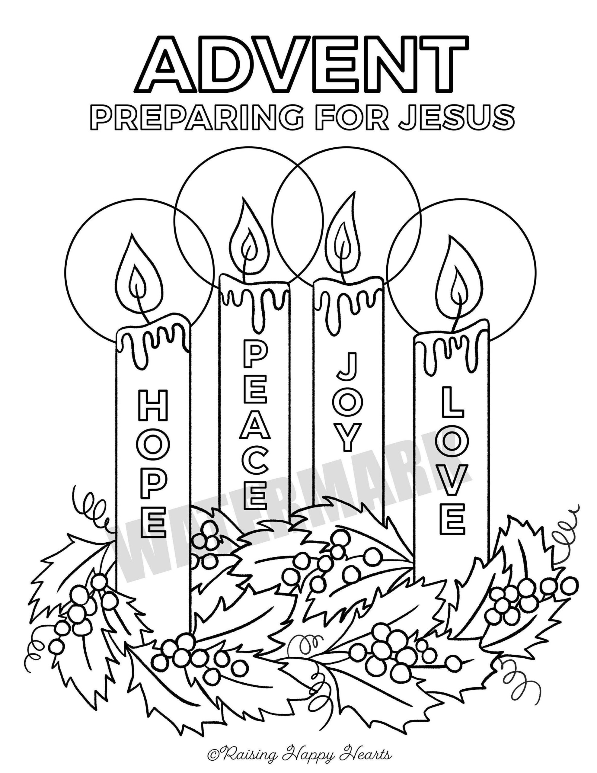 Advent Wreath Coloring Page Catholic Christian Printable instant Download Etsy