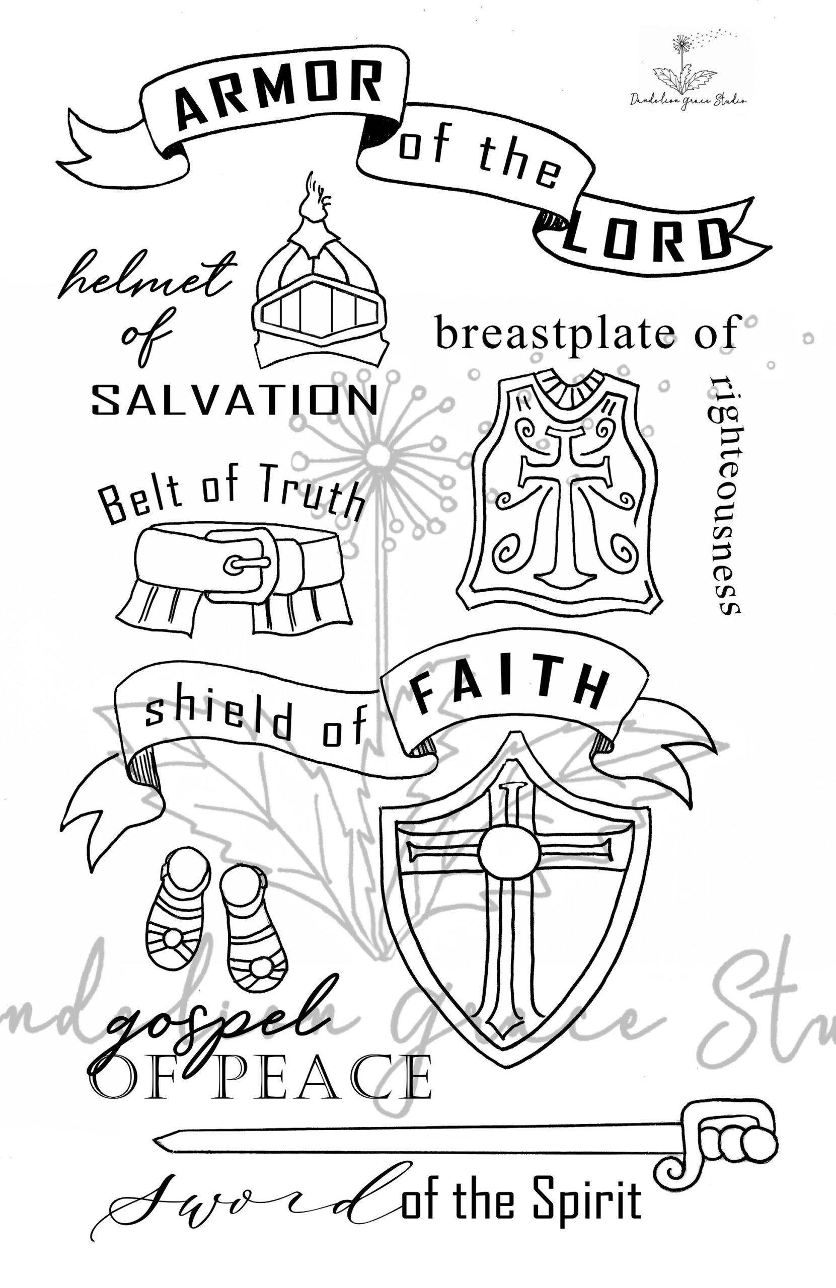 Armor Of God Coloring Page Bible Journaling Template digital Download Etsy Armor Of God Coloring Page Bible Journaling Template digital Download Etsy