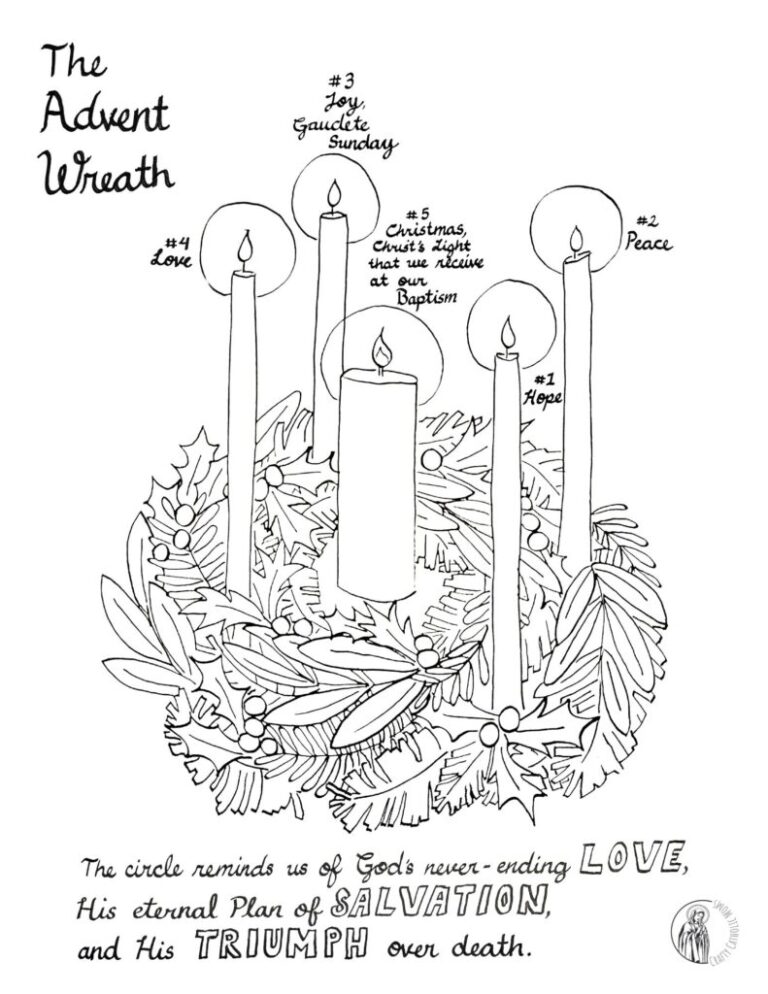 Free Advent Wreath Coloring Page For Kids And Adults 