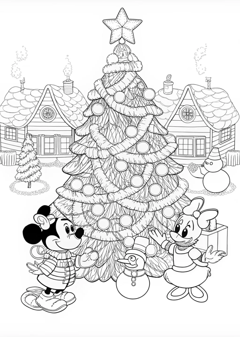 Santa Claus By The Christmas Tree Coloring Page Free Printable Santa Claus By The Christmas Tree Coloring Page Free Printable