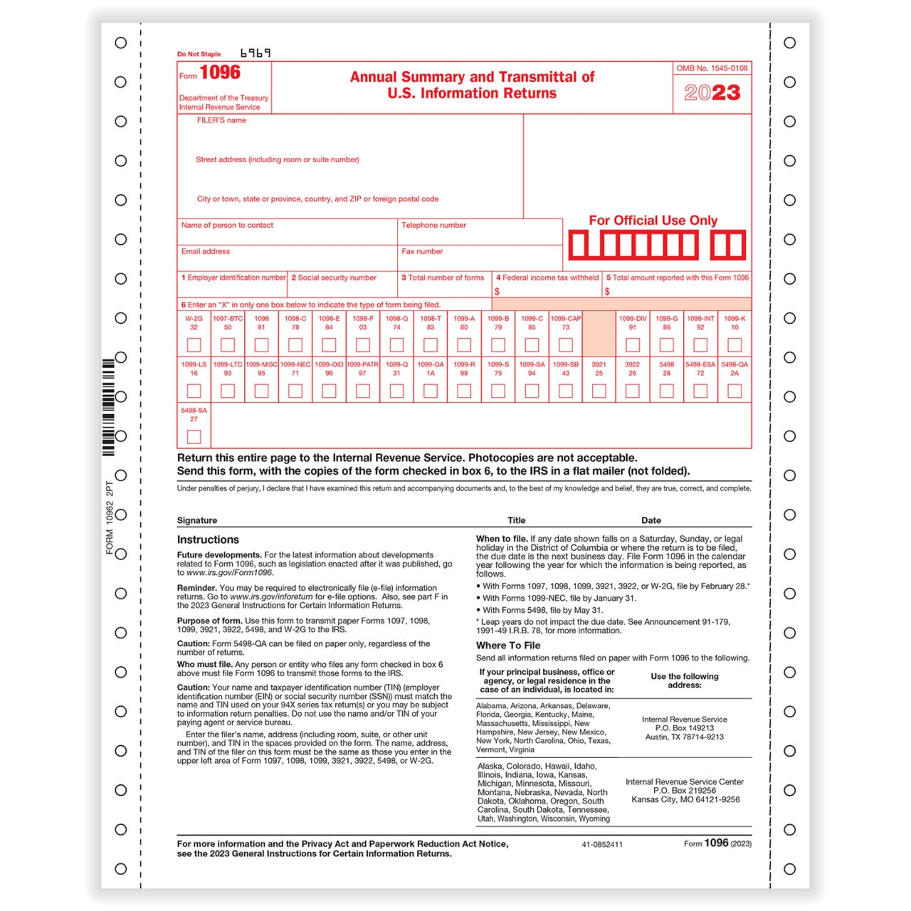 1096 2 Part 1 Wide Annual Summary Transmittal Continuous 1096 Forms Fulfillment 1096 2 Part 1 Wide Annual Summary Transmittal Continuous 1096 Forms Fulfillment