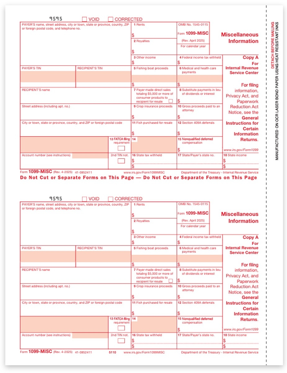 1099 MISC Tax Forms Copy A Federal IRS DiscountTaxForms 1099 MISC Tax Forms Copy A Federal IRS DiscountTaxForms
