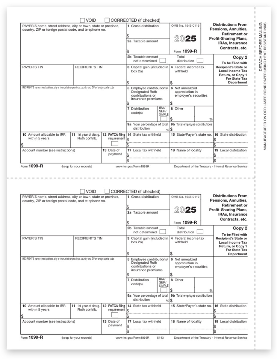 1099R Tax Forms 2025 Copy 2 1 Recipient DiscountTaxForms 1099R Tax Forms 2025 Copy 2 1 Recipient DiscountTaxForms