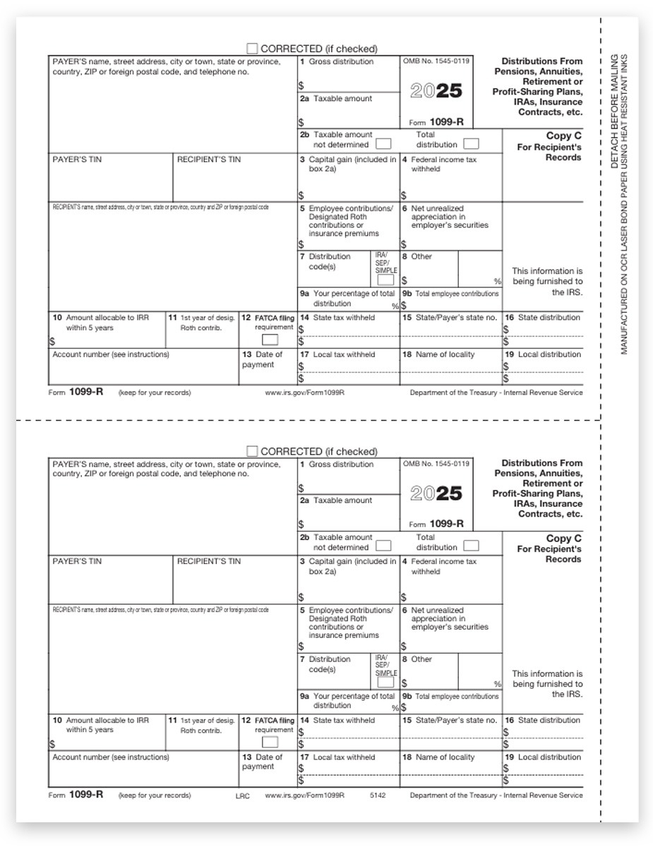 1099R Tax Forms 2025 Recipient Copy C DiscountTaxForms