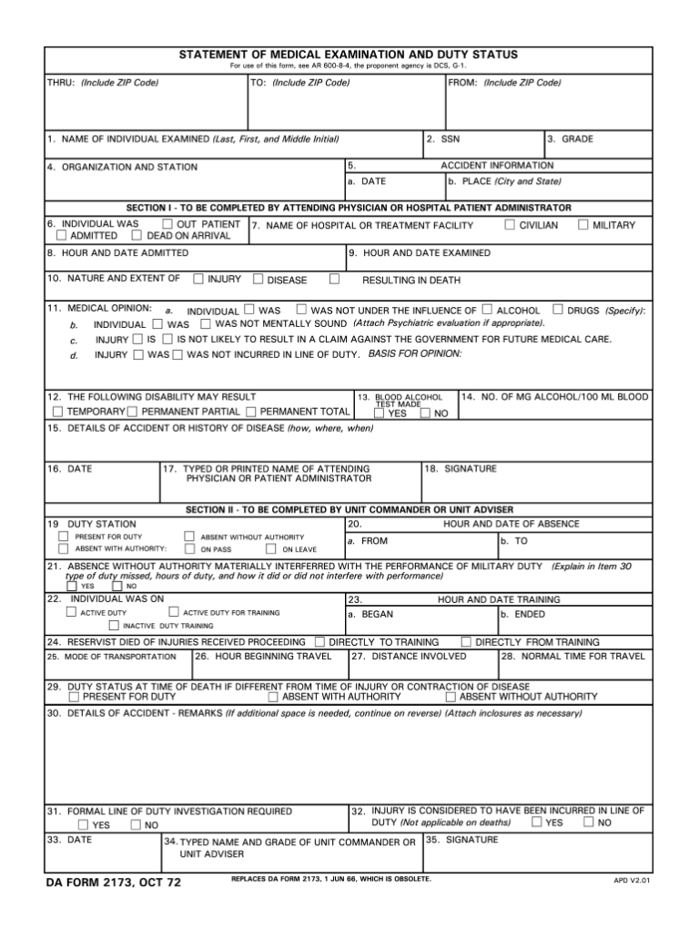 1972 2026 Form DA 2173 Fill Out Sign Share Online PdfFiller