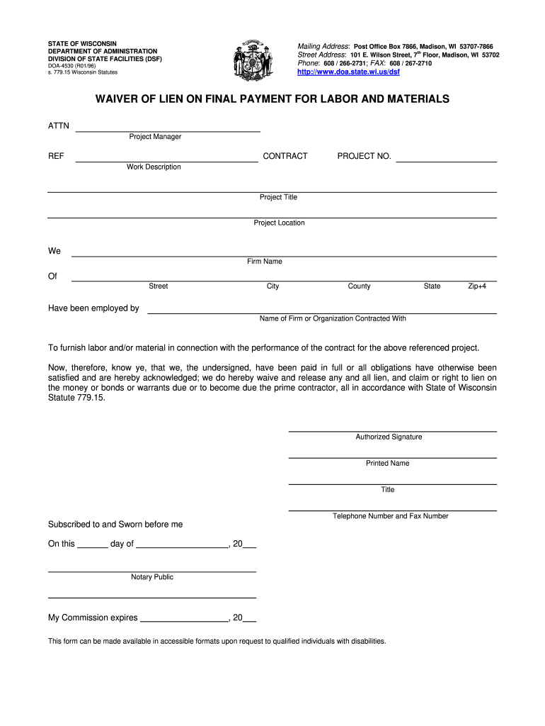printable lien waiver form