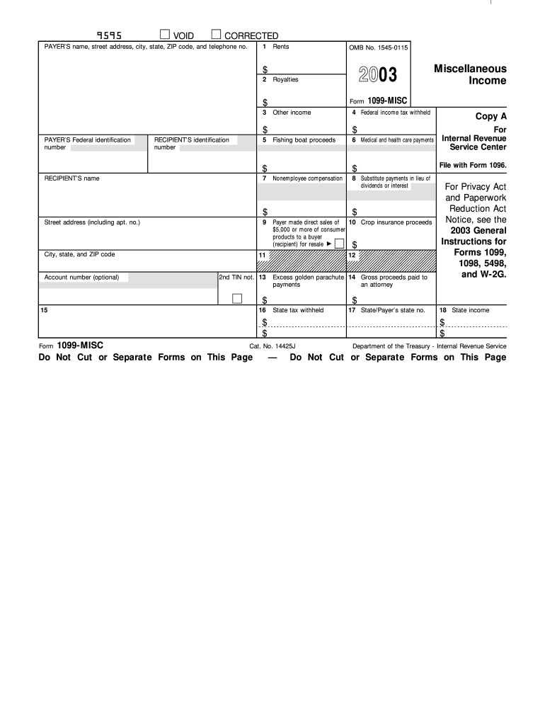 2003 Form IRS 1099 MISC Fill Online Printable Fillable Blank PdfFiller