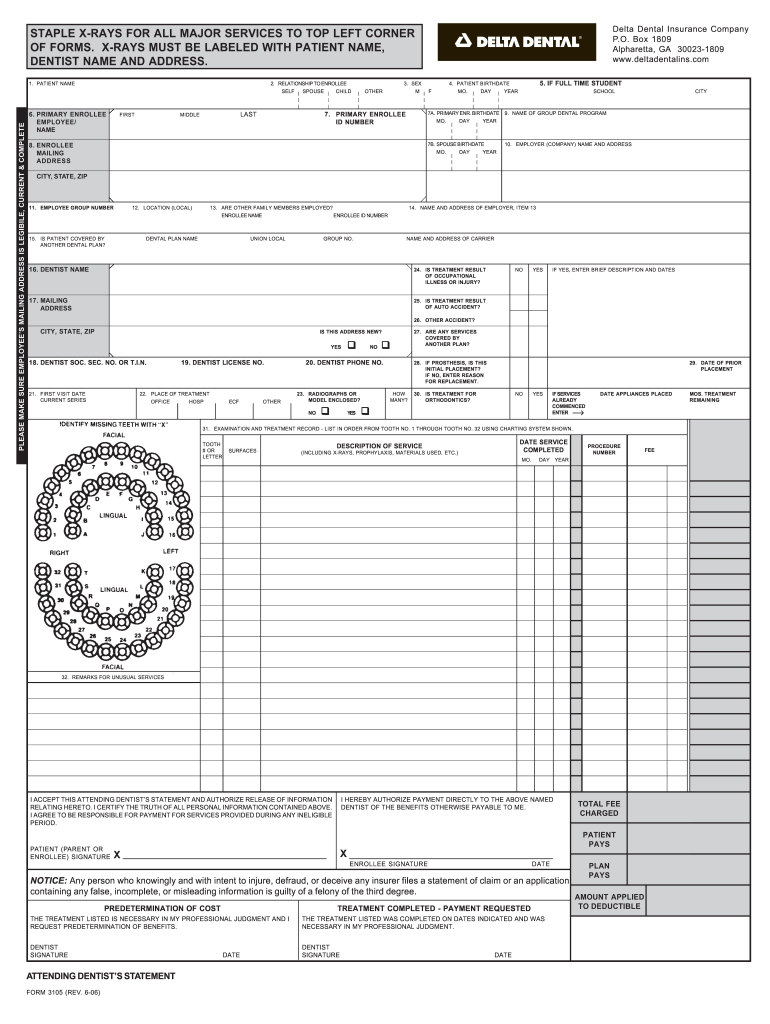 2006 2026 Delta Dental Form 3105 Fill Out Sign Share Online PdfFiller