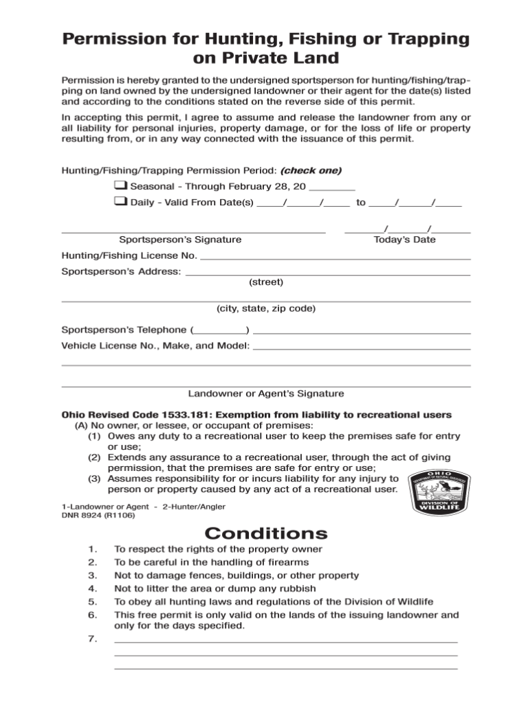 2006 Form OH DNR 8924 Fill Out Sign Share Online PdfFiller