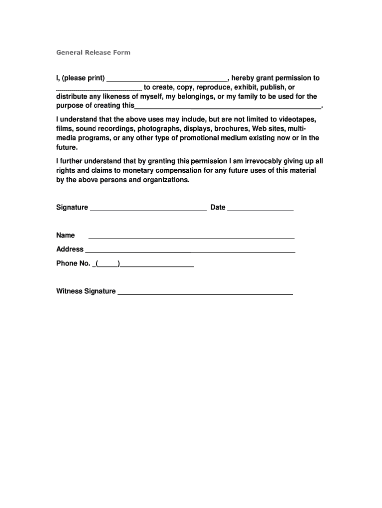 2009 2026 General Release Form Fill Out Sign Share Online PdfFiller