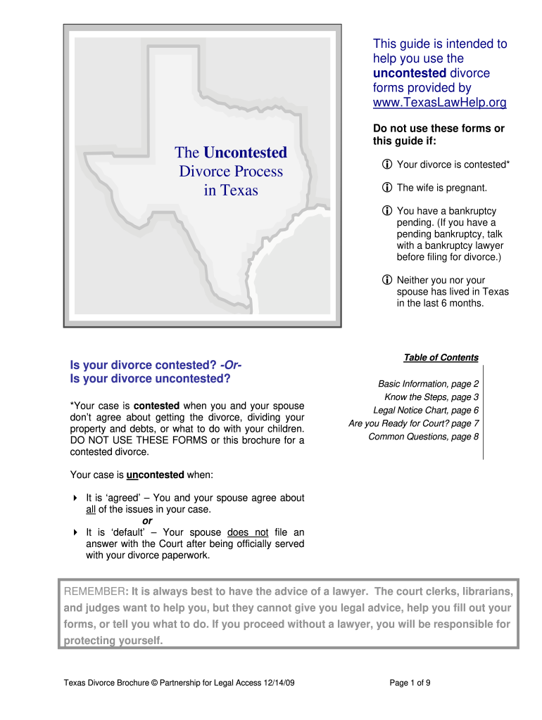 2009 2026 TX Divorce Forms Kit Fill Out Sign Share Online PdfFiller