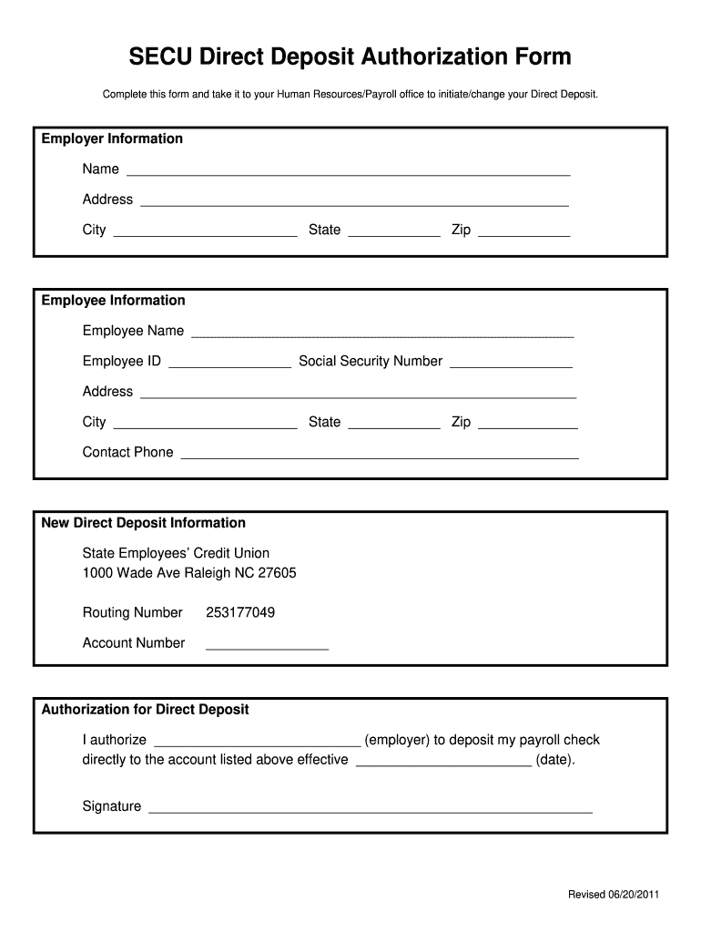 free printable direct deposit form