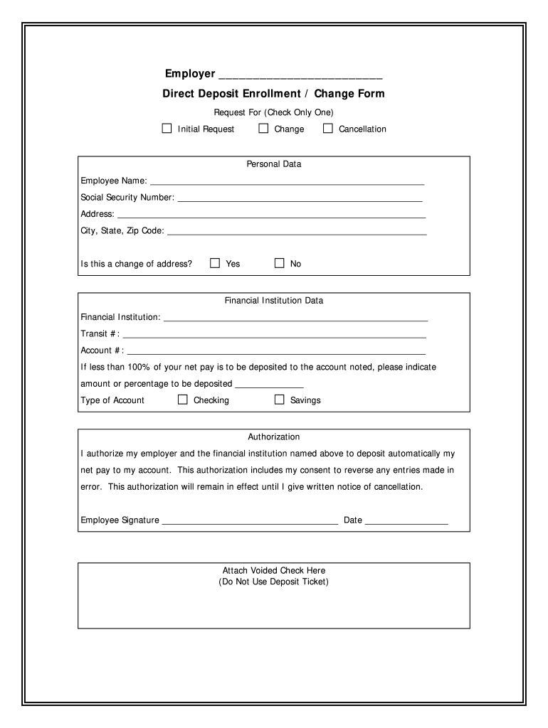 direct deposit form printable