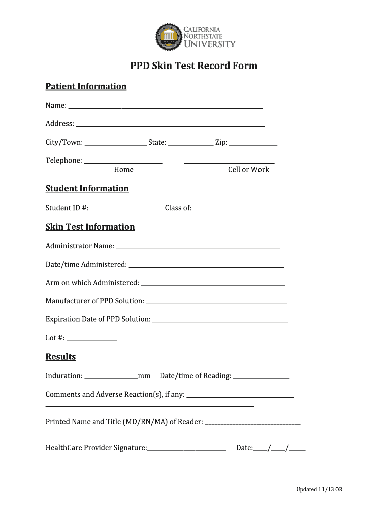 2013 2026 CNUCOP PPD Skin Test Record Form Fill Out Sign Share Online PdfFiller