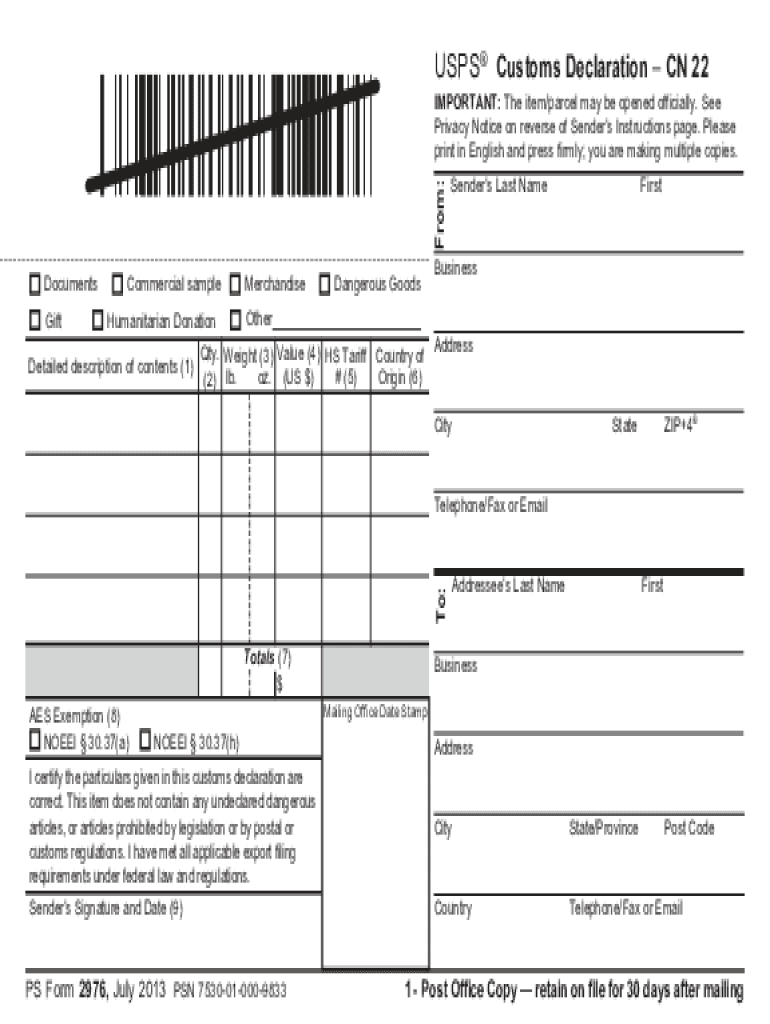 2013 2026 Form USPS PS 2976 Fill Out Sign Share Online PdfFiller 2013 2026 Form USPS PS 2976 Fill Out Sign Share Online PdfFiller