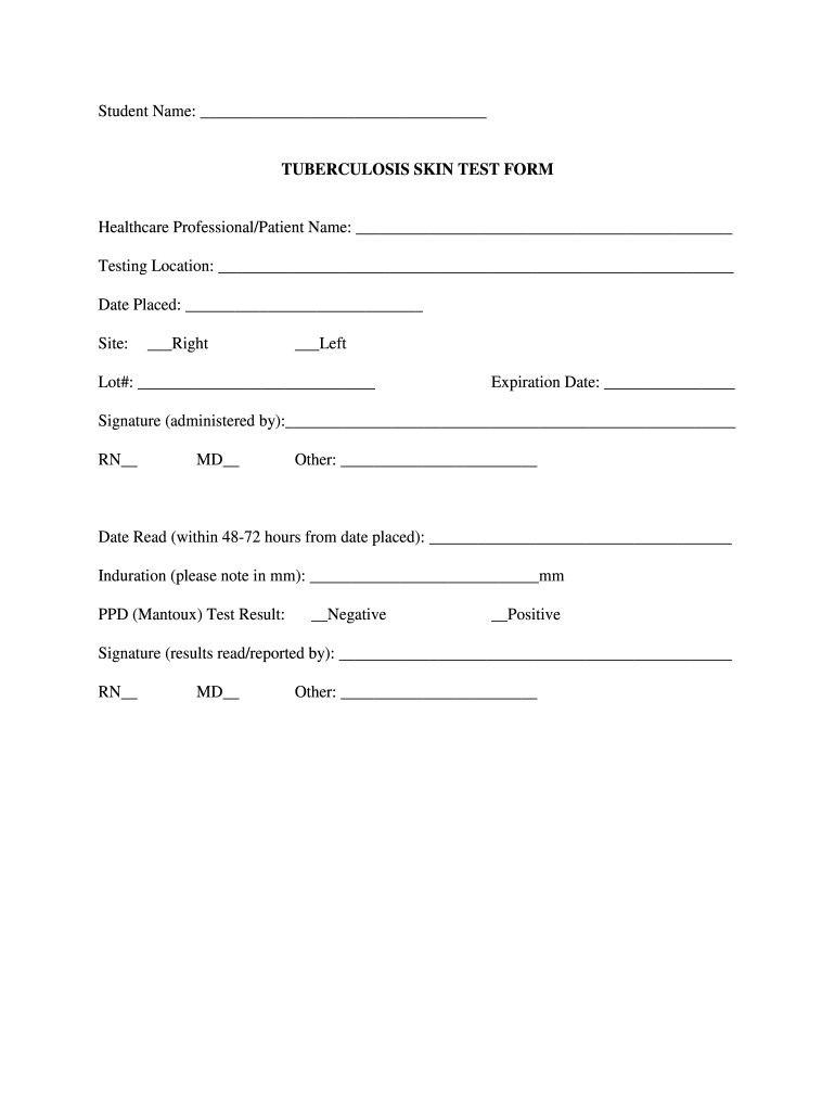 2016 2026 Bristol Community College Tuberculosis Skin Test Form Fill Out Sign Share Online PdfFiller