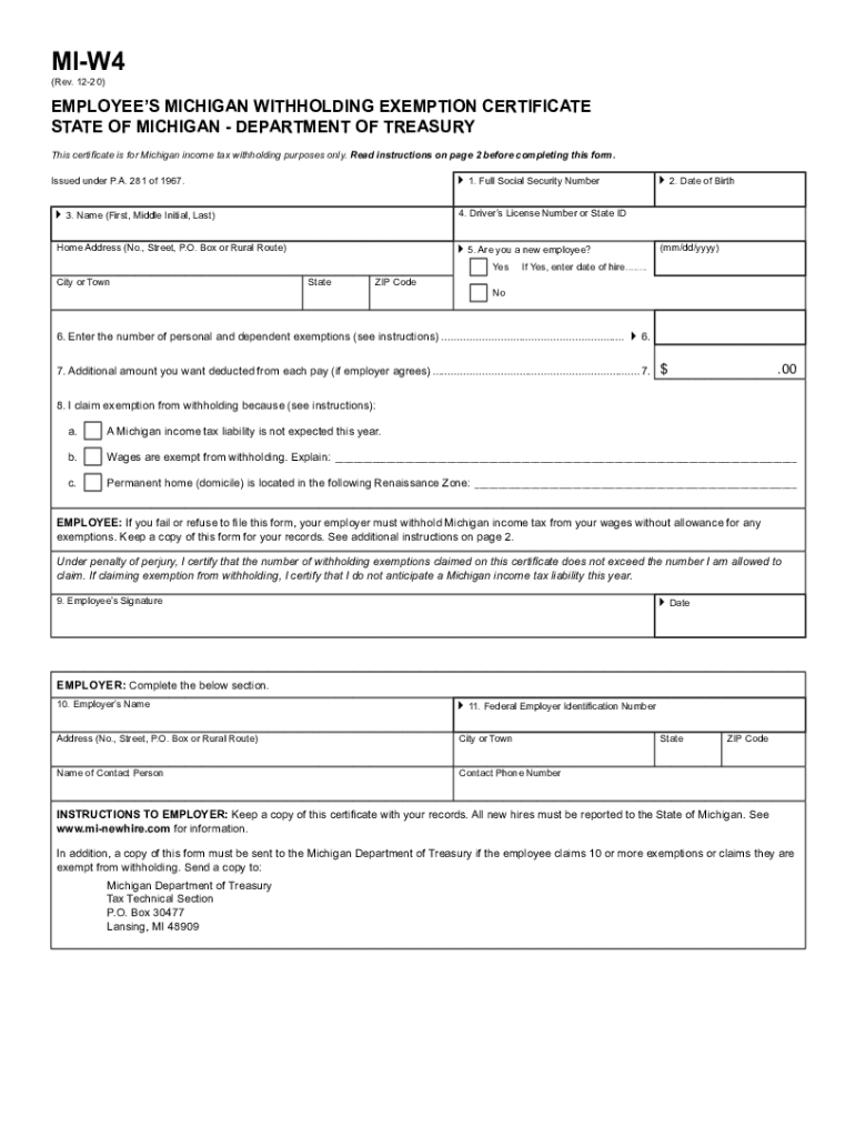 2020 2026 Form MI MI W4 Fill Out Sign Share Online PdfFiller 2020 2026 Form MI MI W4 Fill Out Sign Share Online PdfFiller