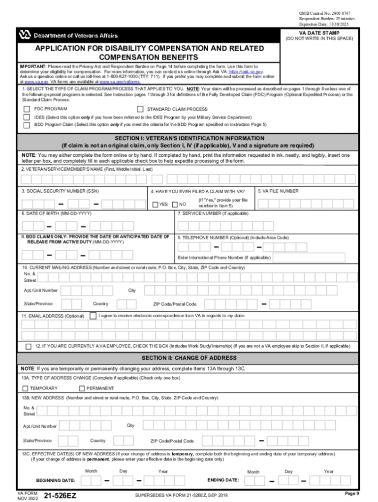 2022 2026 Form VA 21 526EZ Fill Out Sign Share Online PdfFiller