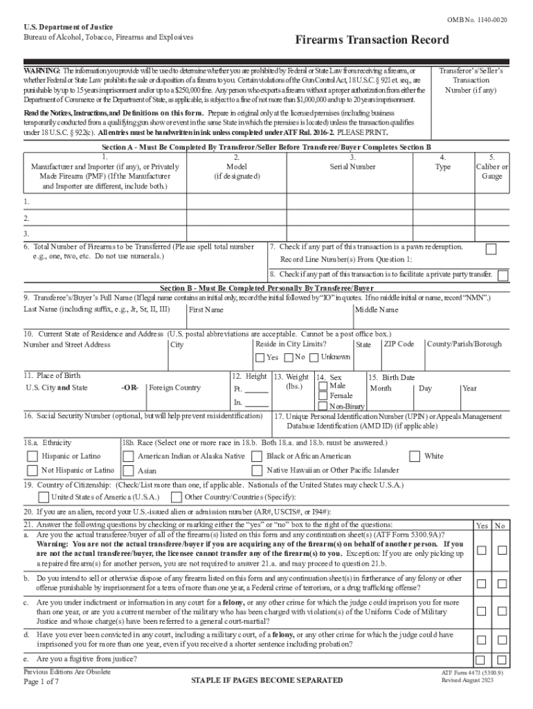 2023 2026 Form ATF 4473 Fill Out Sign Share Online PdfFiller