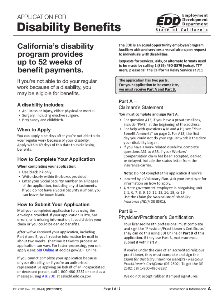 2024 2026 Form CA DE 2501 Fill Out Sign Share Online PdfFiller