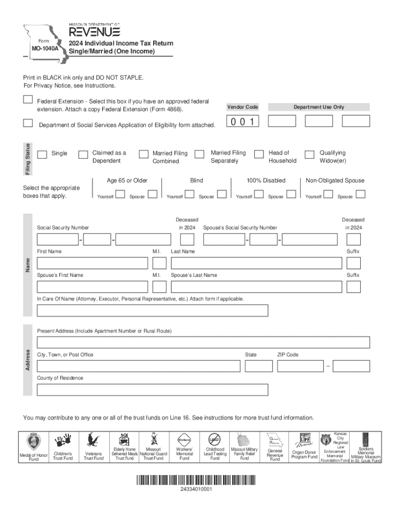 2024 2026 Form MO MO 1040A Fill Out Sign Share Online PdfFiller