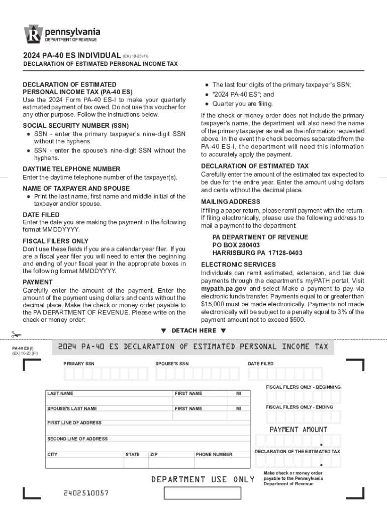 2024 PA Form PA 40 ES I Fill Online Printable Fillable Blank PdfFiller