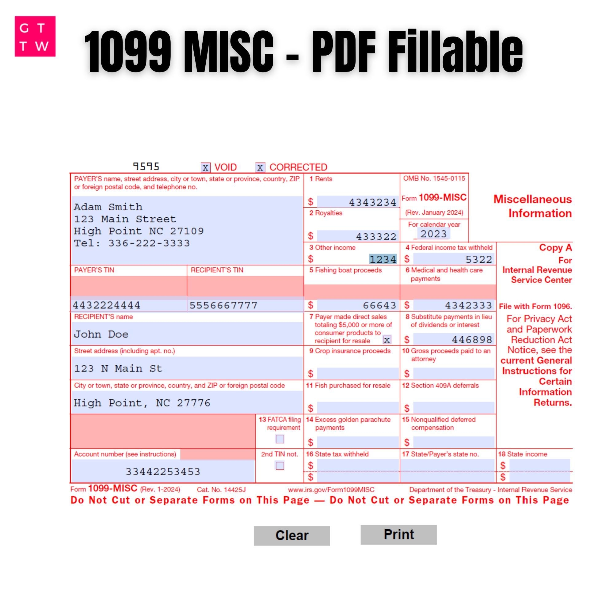 1099 form 2025 printable