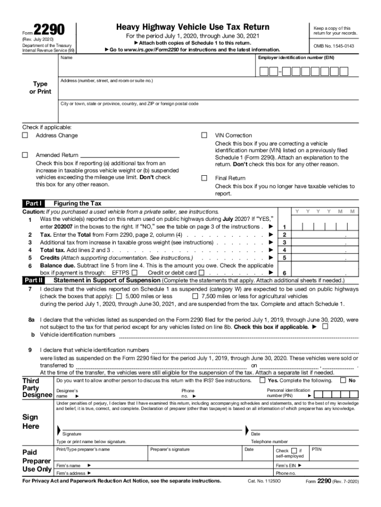 2290 Form 2020 Printable Fill Out Sign Online DocHub