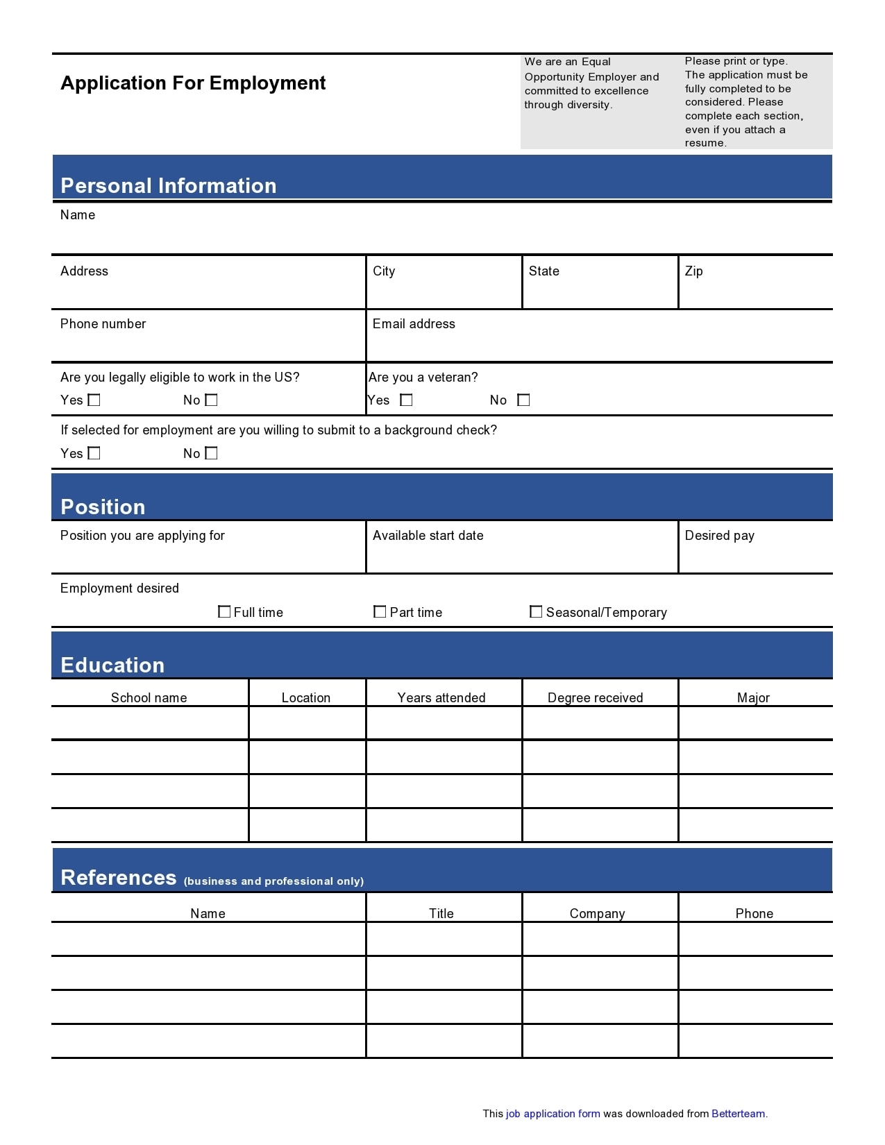 free printable employment application form pdf free printable employment application form pdf