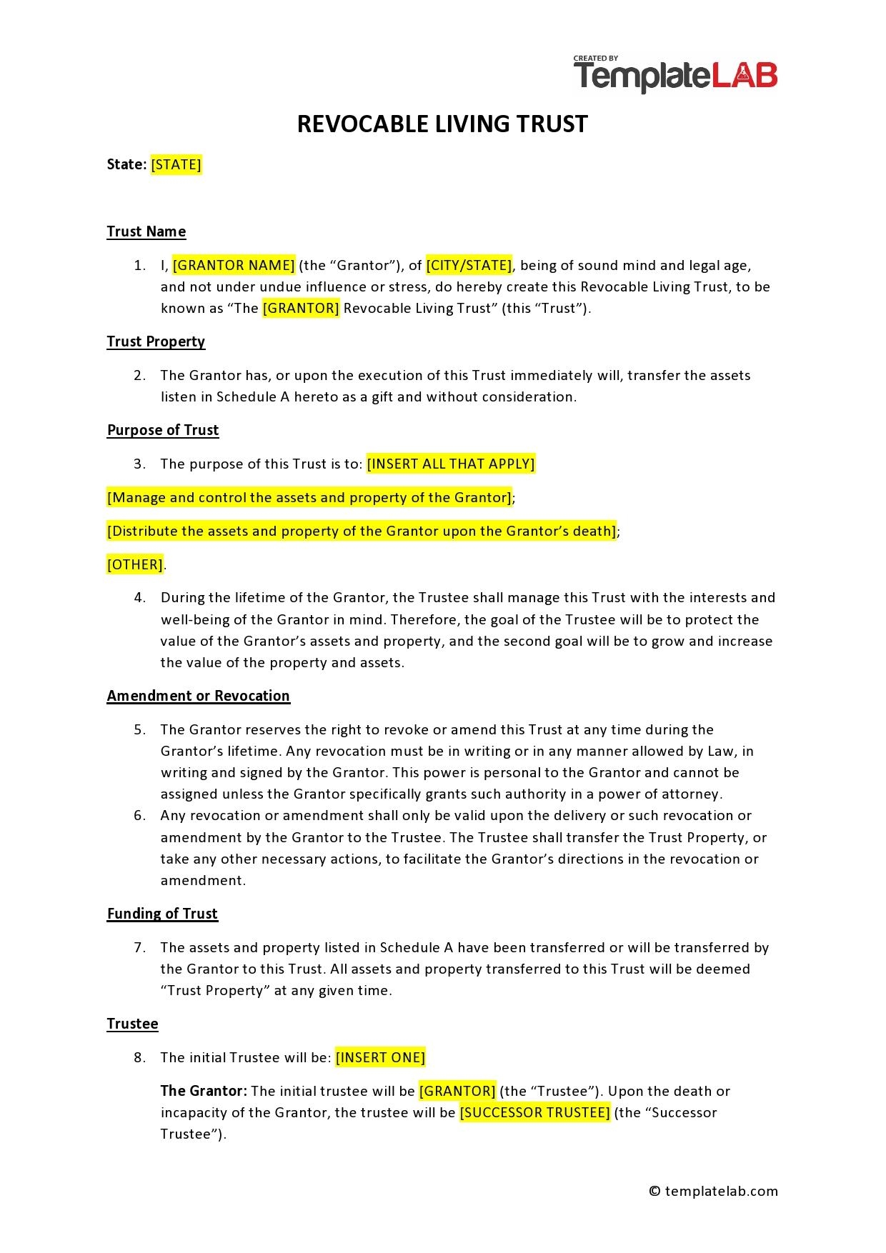 34 Free Living Trust Forms Documents TemplateLab