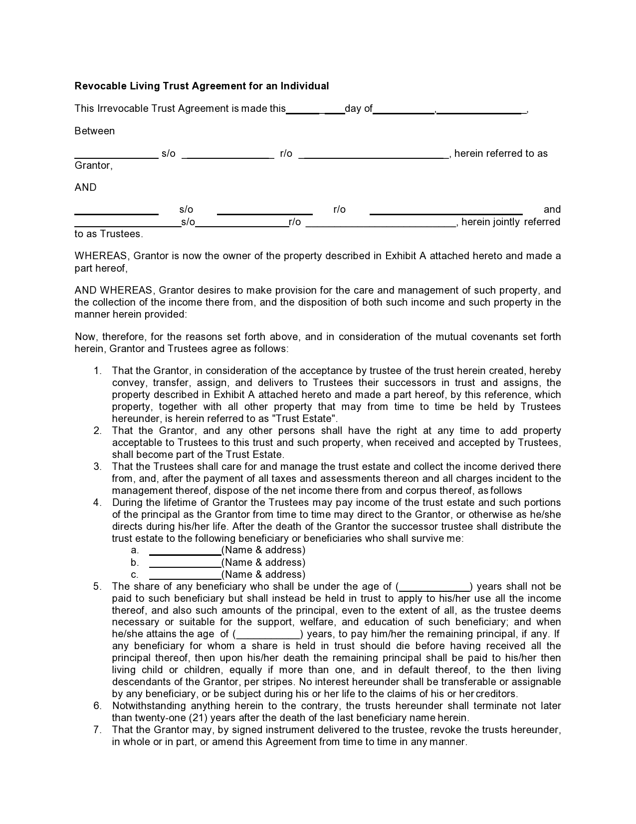 free printable irrevocable trust form pdf free printable irrevocable trust form pdf