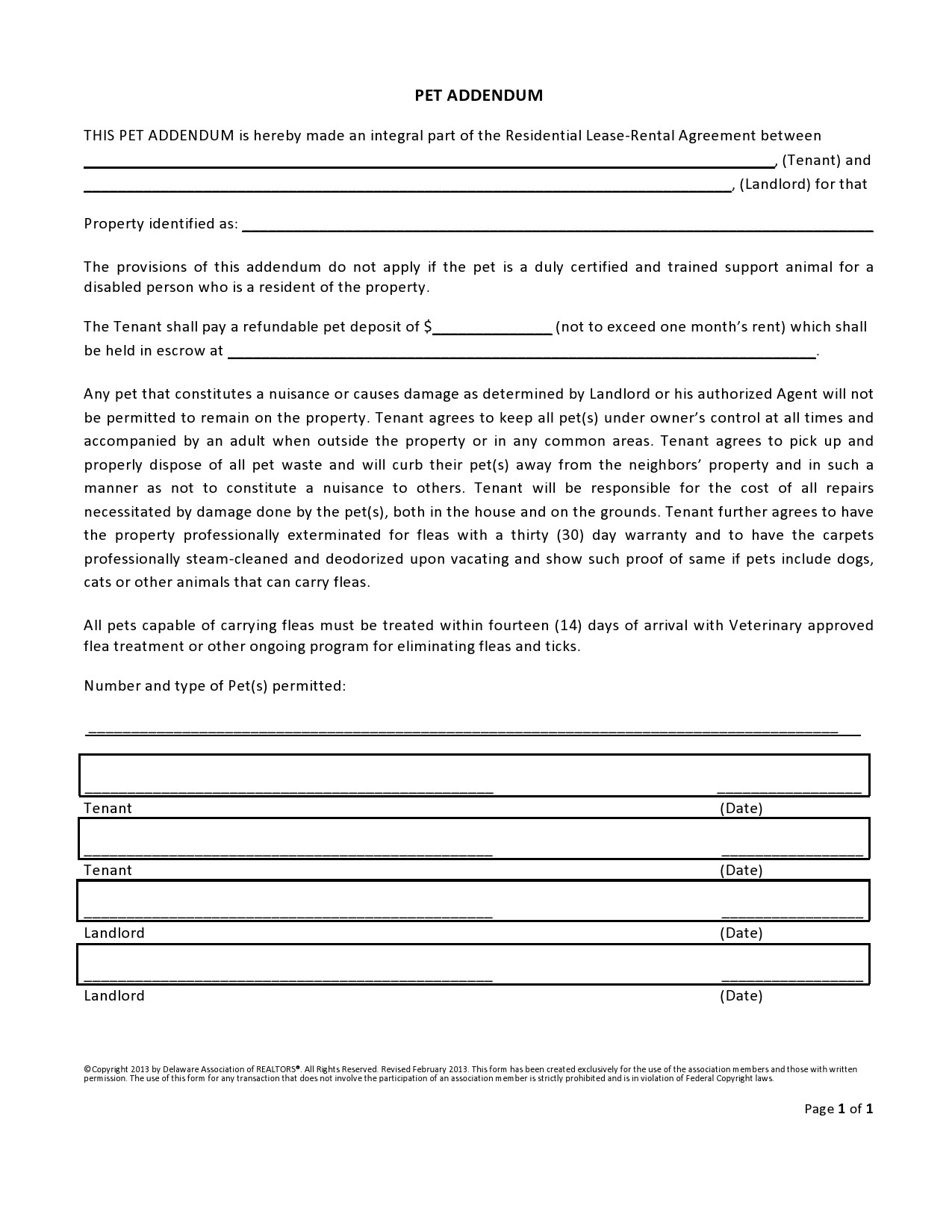 39 Free Pet Addendum Forms To Rental Agreement DOC PDF 39 Free Pet Addendum Forms To Rental Agreement DOC PDF