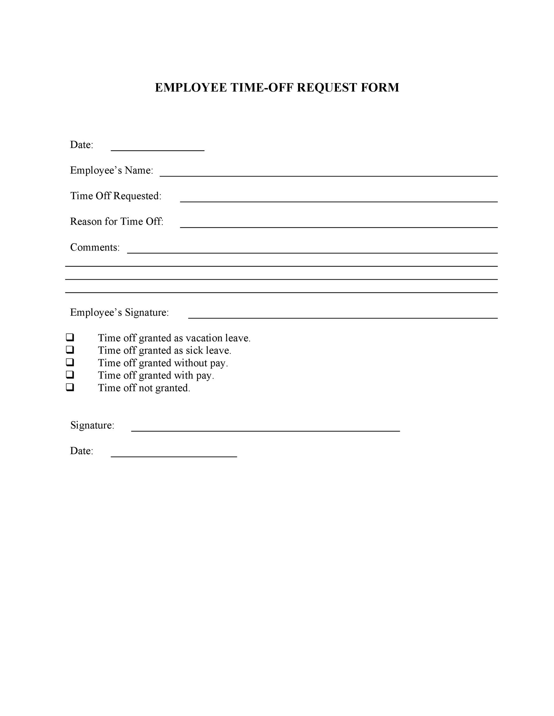 40 Effective Time Off Request Forms Templates TemplateLab 40 Effective Time Off Request Forms Templates TemplateLab