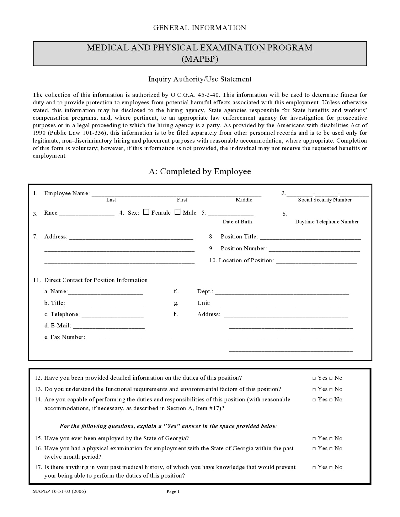printable pre employment physical form printable pre employment physical form