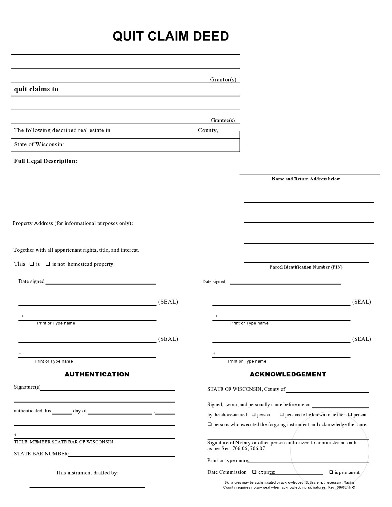 free printable quit claim form