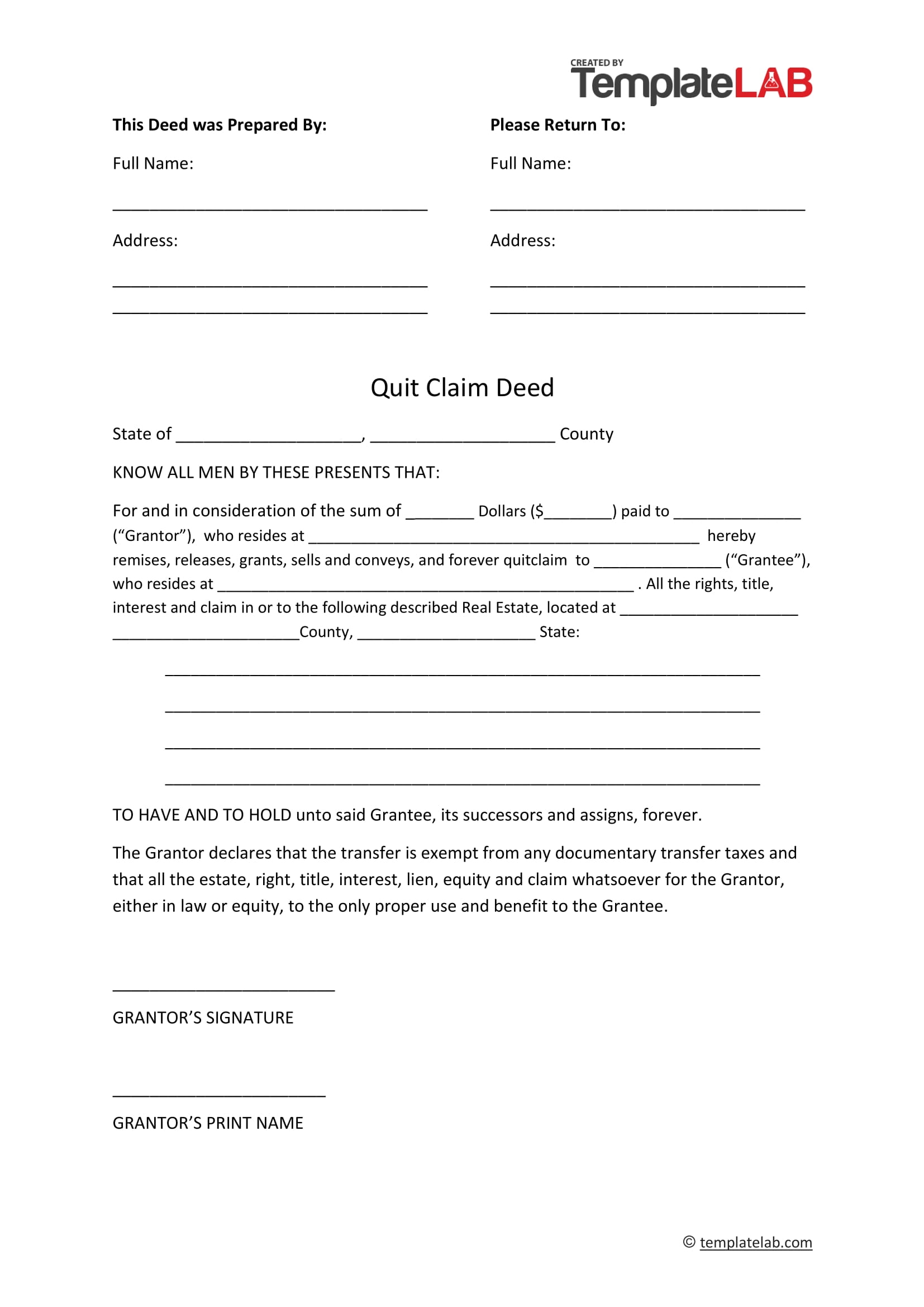 printable quitclaim deed form