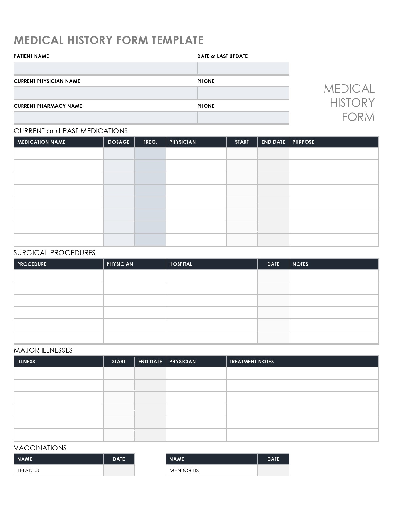 43 Medical Health History Forms PDF Word TemplateLab 43 Medical Health History Forms PDF Word TemplateLab
