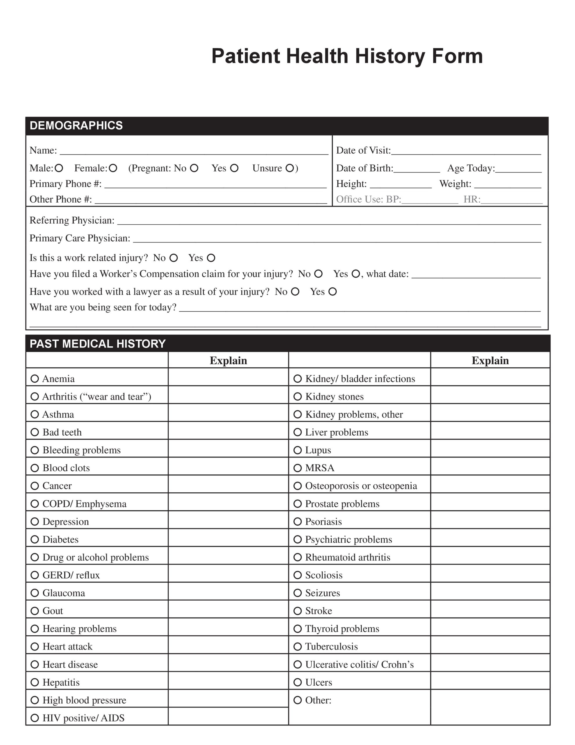 43 Medical Health History Forms PDF Word TemplateLab 43 Medical Health History Forms PDF Word TemplateLab