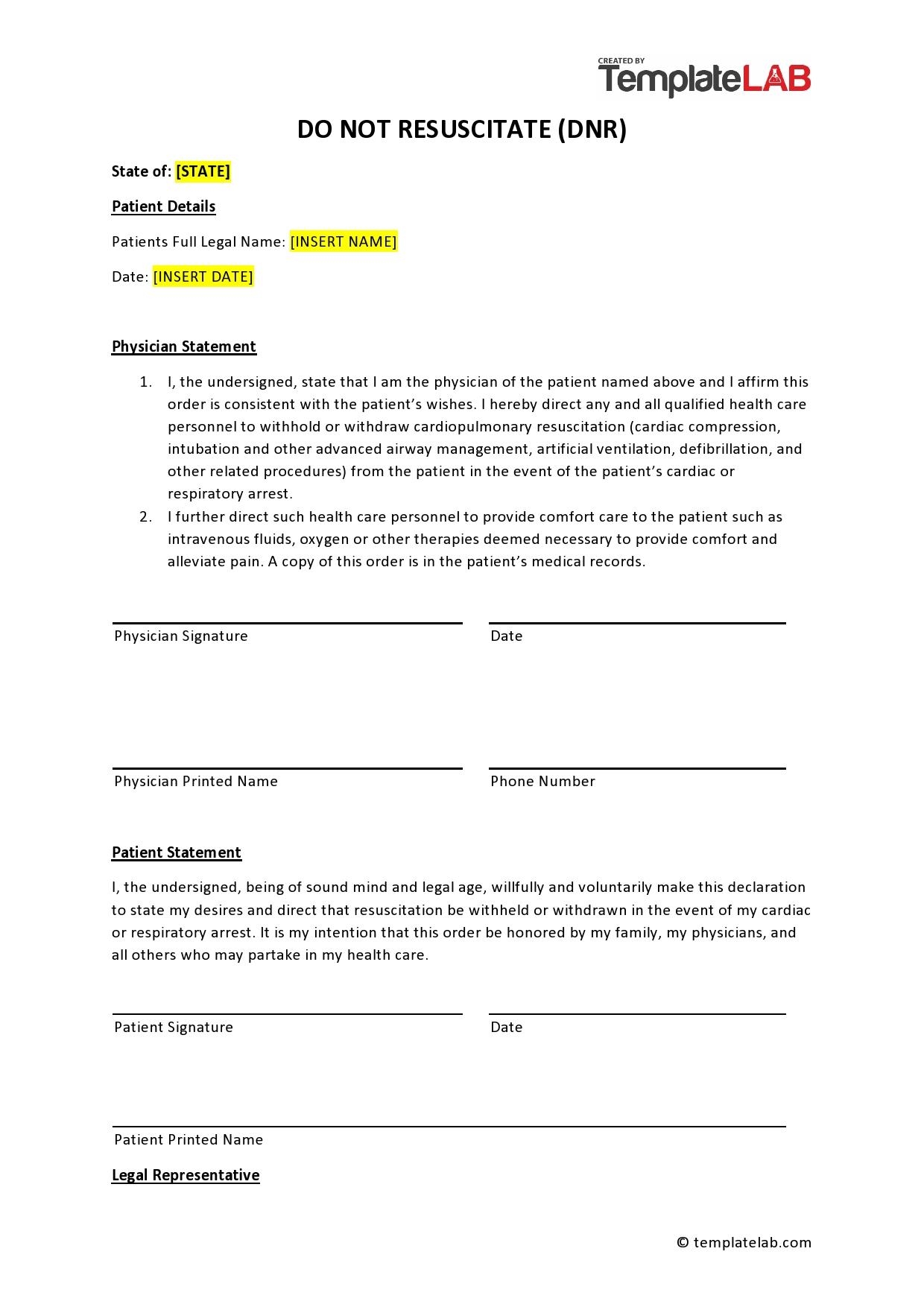 free printable dnr forms