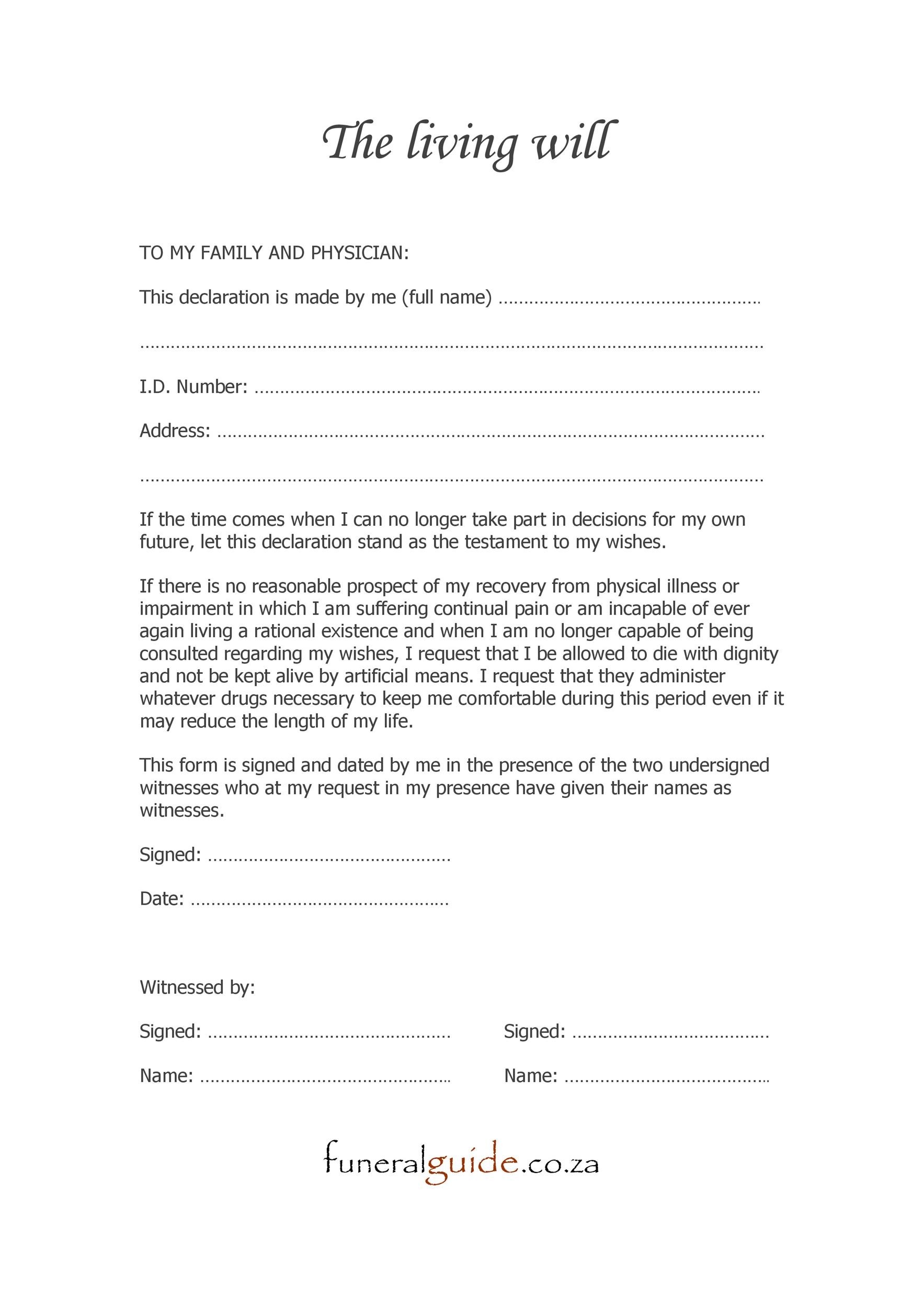 will forms free printable