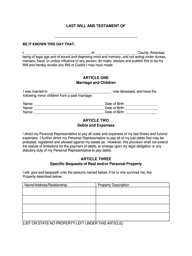 Arkansas Last Will And Testament Fill Out Sign Share Online PdfFiller Arkansas Last Will And Testament Fill Out Sign Share Online PdfFiller