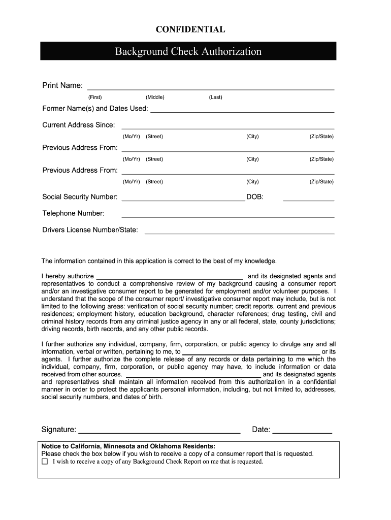 Background Check Authorization Fill Out Sign Share Online PdfFiller Background Check Authorization Fill Out Sign Share Online PdfFiller