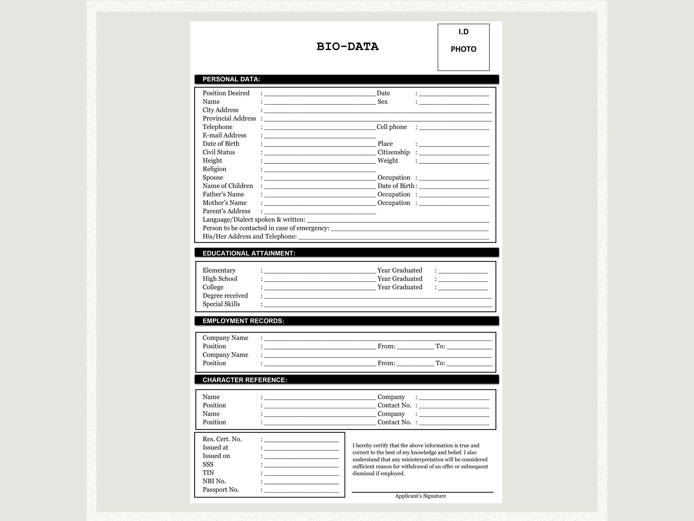 Biodata Template PDF File By Amph2018 Raket PH Biodata Template PDF File By Amph2018 Raket PH