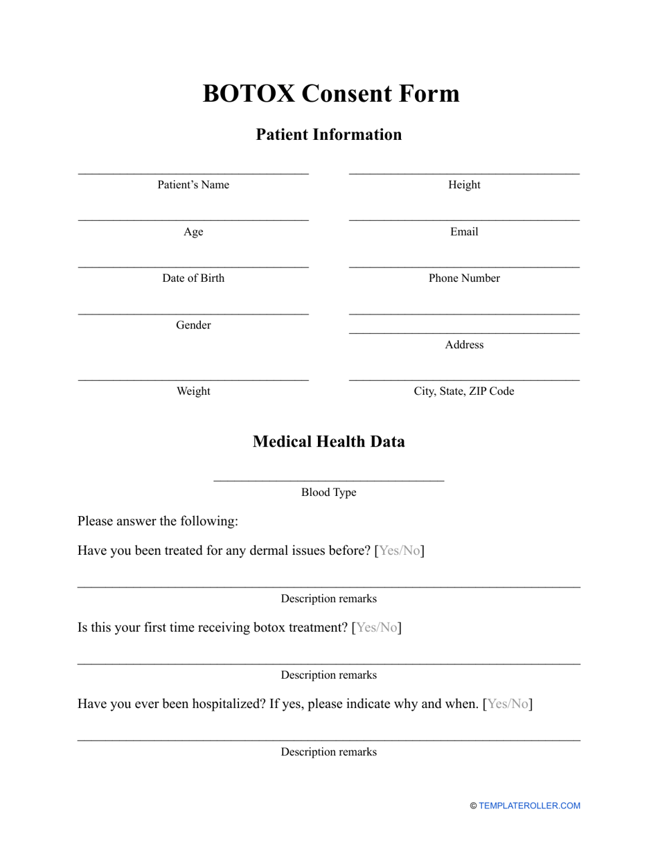 Botox Consent Form Fill Out Sign Online And Download PDF Templateroller Botox Consent Form Fill Out Sign Online And Download PDF Templateroller