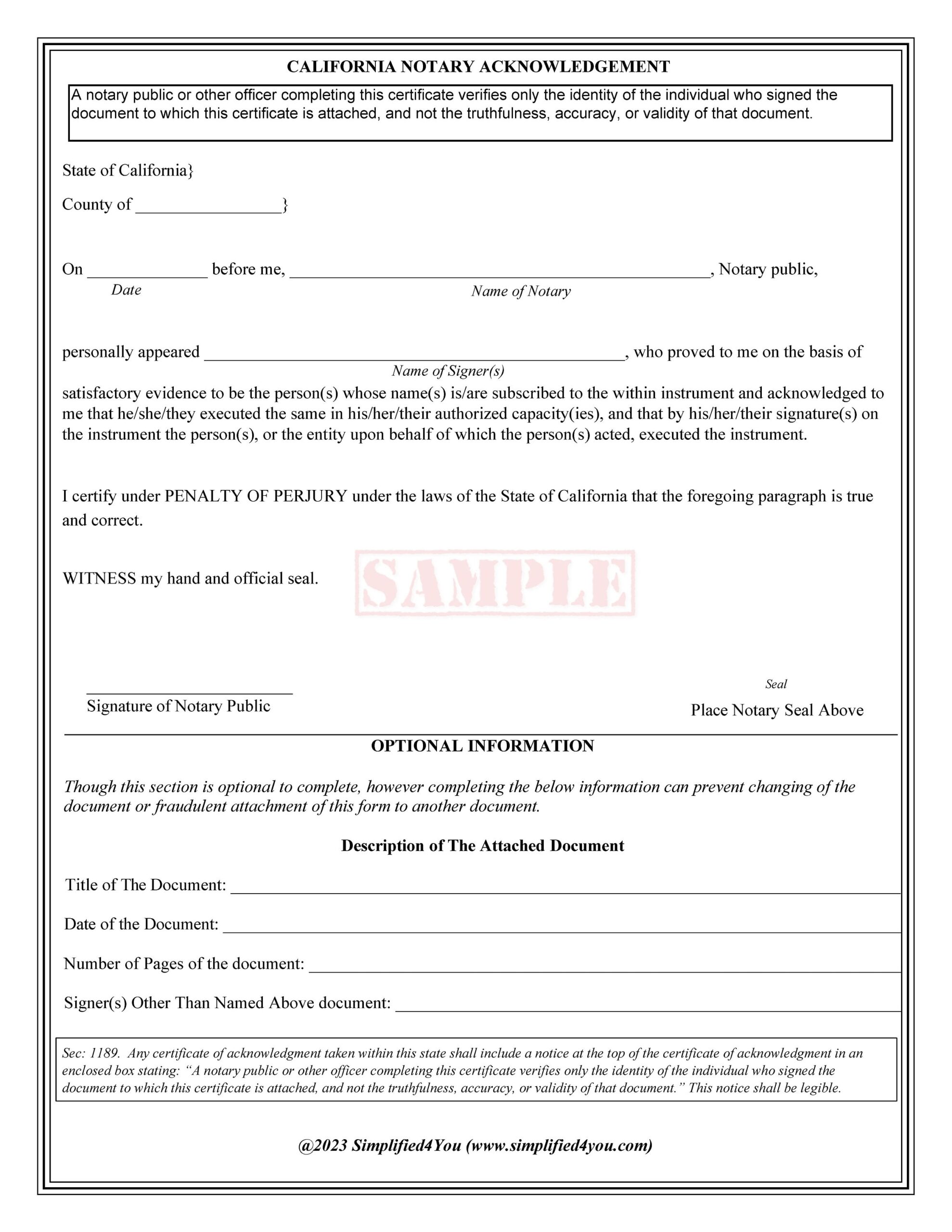 printable notary forms california