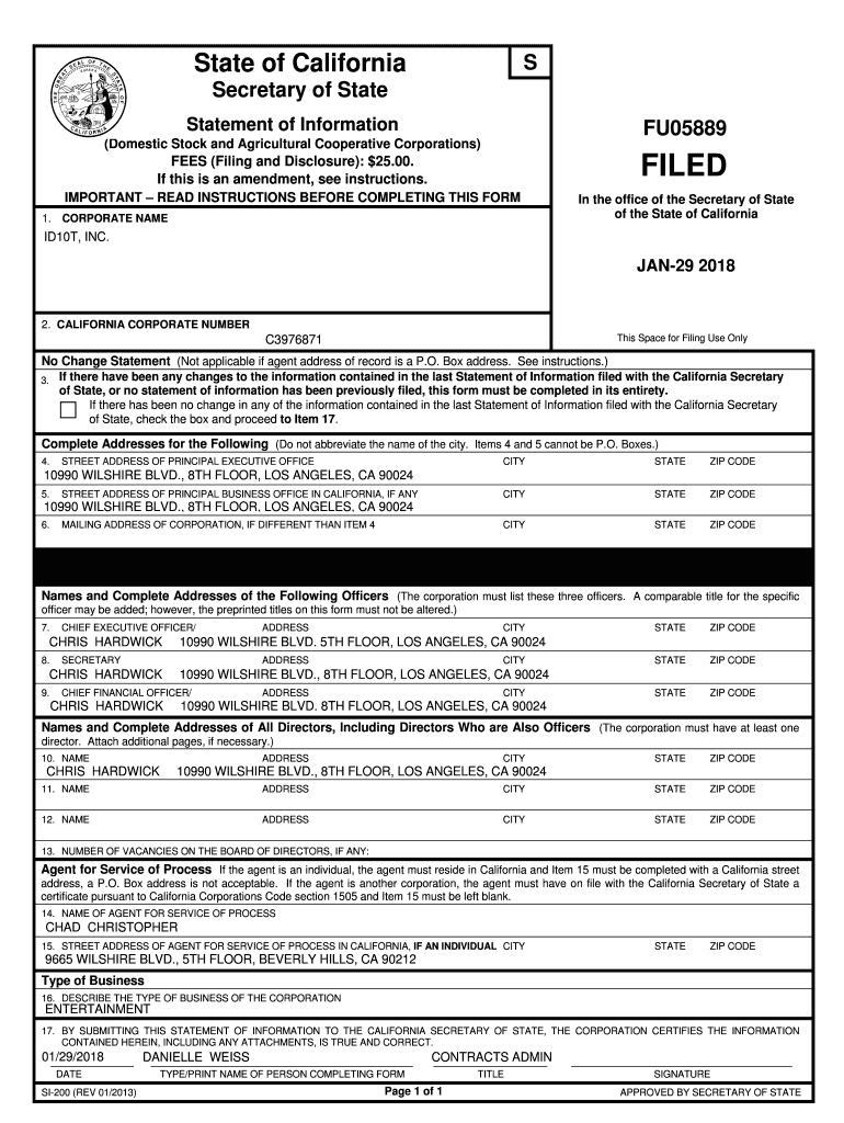 California Statement Of Information Fill Out Sign Share Online PdfFiller