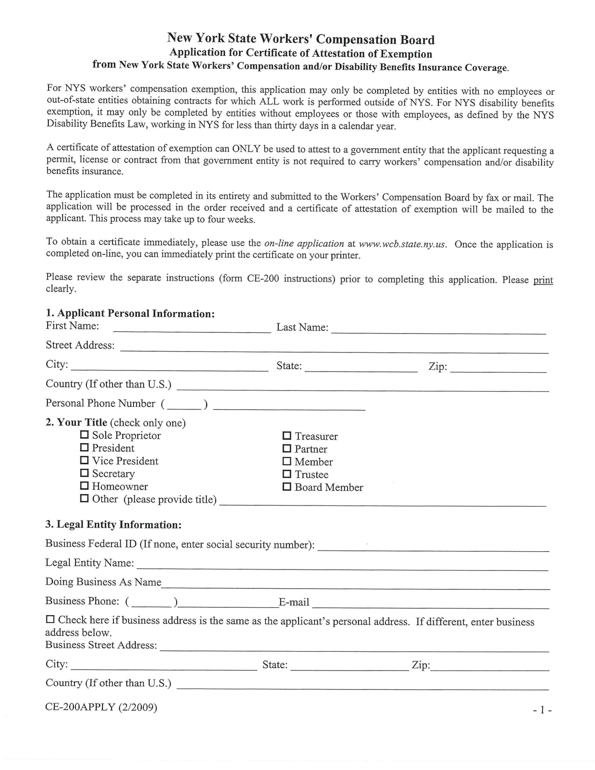 CE 200 Form Certificate Of Attestation Of Exemption 2025 2026 PDF Guru