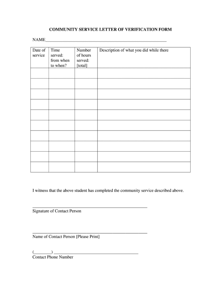 Community Service Letter Of Verification Form Fill Out Sign Share Online PdfFiller
